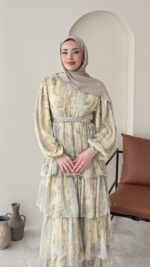 Viona Tasarım Elbise - Sarı - Görsel 4