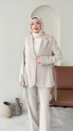 Belin Blazer Takım - Taş - Görsel 4