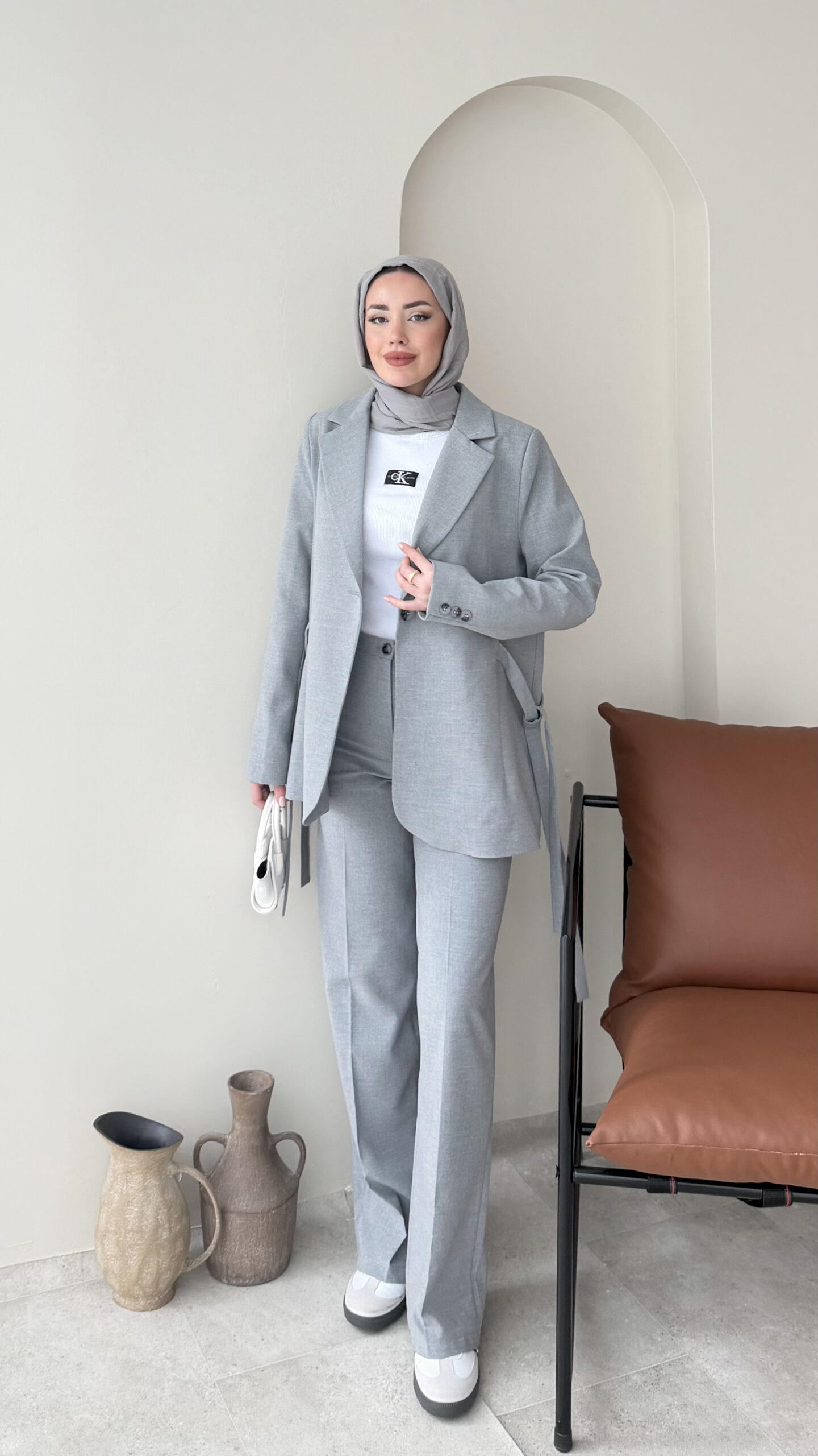 1768978936_0_697079f88a58c.jpg Belin Blazer Takım - Gri - Görsel 1