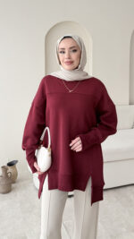 Efin Kesimli Sweat – Bordo
