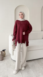 Efin Kesimli Sweat – Bordo - Görsel 4