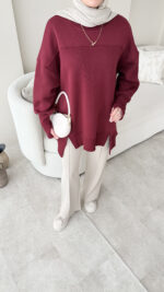 Efin Kesimli Sweat – Bordo - Görsel 7