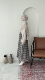 Ekose Şifon Etek - Görsel 5