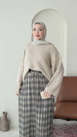 Ekose Şifon Etek - Görsel 6