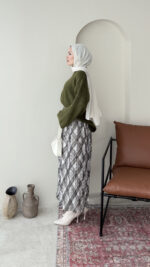 Oven Şifon Etek - Haki - Görsel 4