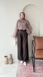 Macka Palazzo Pantalon - Kahva - Görsel 4