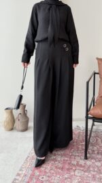 Sayle Detaylı Palazzo Pantalon – Siyah - Görsel 2