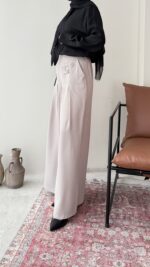Sayle Detaylı Palazzo Pantalon – Taş - Görsel 2