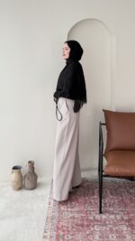 Sayle Detaylı Palazzo Pantalon – Taş - Görsel 4