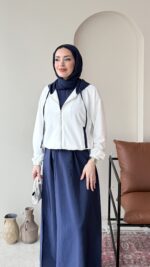 Erbaa Garni Detaylı Elbise&Ceket Takım - Lacivert - Görsel 5