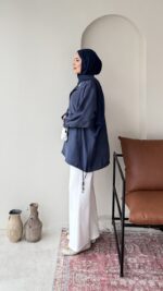 Rela Gold Detaylı Ceket - Lacivert - Görsel 5