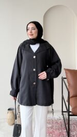 Rela Gold Detaylı Ceket - Siyah - Görsel 2