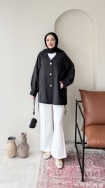 Rela Gold Detaylı Ceket - Siyah - Görsel 3