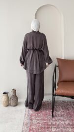 Yâde İpeksi Qupra Takım – Kahverengi - Görsel 3