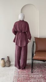 Yâde İpeksi Qupra Takım – Mürdüm - Görsel 3