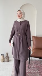 Bade Kemerli Takım – Koyu Vizon - Görsel 5