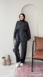 Petri Dikişli Modal Takım - Siyah