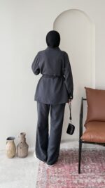 Petri Dikişli Modal Takım - Siyah - Görsel 3