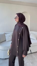 Sole Düğmeli Scuba Takım - Acı Kahve - Görsel 7