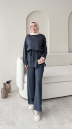 Berli Düğmeli Oyşo Takım - Mavi