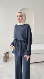 Berli Düğmeli Oyşo Takım - Mavi - Görsel 3