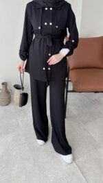 Luvi Düğmeli Oyşo Takım - Siyah - Görsel 5