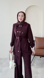 Luvi Düğmeli Oyşo Takım - Bordo - Görsel 4