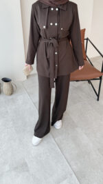 Luvi Düğmeli Oyşo Takım - Koyu Kahve - Görsel 7