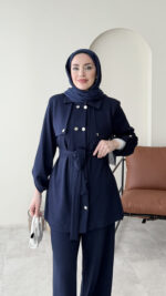 Luvi Düğmeli Oyşo Takım - Lacivert - Görsel 4