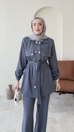 Luvi Düğmeli Oyşo Takım - Antrasit - Görsel 4