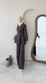 Bovo Taşlı Denim Takım - Kahverengi - Görsel 2