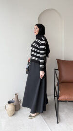 Çizgili Mini Hırka - Siyah - Görsel 6