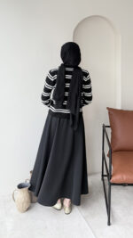 Çizgili Mini Hırka - Siyah - Görsel 7