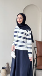 Çizgili Mini Hırka - Lacivert