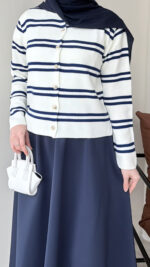 Çizgili Mini Hırka - Lacivert - Görsel 3