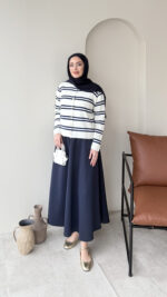 Çizgili Mini Hırka - Lacivert - Görsel 5