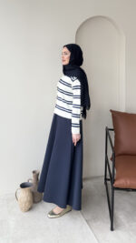 Çizgili Mini Hırka - Lacivert - Görsel 6