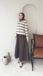 Çizgili Mini Hırka - Vizon - Görsel 6