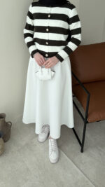 Nera Çizgili Triko Hırka - Antrasit - Görsel 4