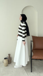 Nera Çizgili Triko Hırka - Antrasit - Görsel 5