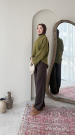 Hola Triko Kazak - Yağ Yeşili - Görsel 5