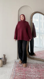 Hola Triko Kazak - Vişne - Görsel 5