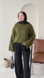 Elora Triko Kazak - Yağ Yeşili - Görsel 2