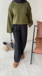 Elora Triko Kazak - Yağ Yeşili - Görsel 4