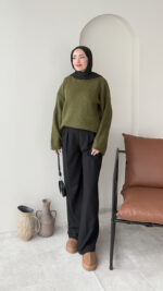 Elora Triko Kazak - Yağ Yeşili - Görsel 5