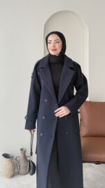 Olâ Kaşe Kaban - Lacivert - Görsel 4