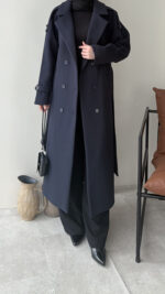 Olâ Kaşe Kaban - Lacivert - Görsel 6