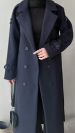 Olâ Kaşe Kaban - Lacivert - Görsel 7