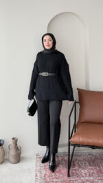 Mişa Triko Kazak - Siyah - Görsel 5