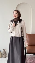 Erbaa Garni Detaylı Elbise&Ceket Takım - Kahve - Görsel 4